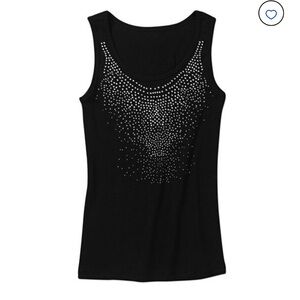 Isabella Rodriguez Black Tank Top with Metallic Details